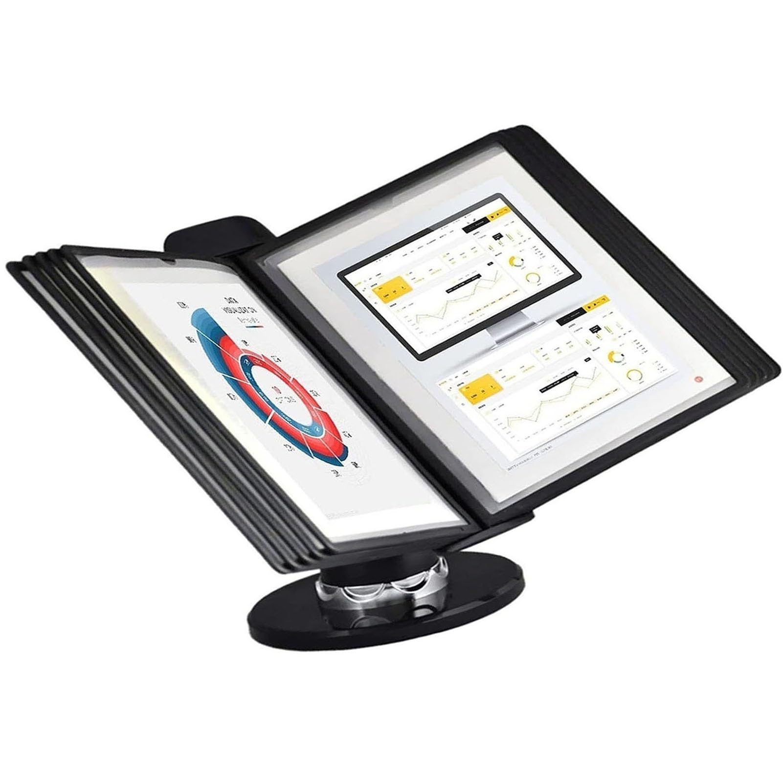 JYBNBBE Multi-Page folders, 10 Double-Sided Display Pockets, Metal for Office and Storage A4 Documents, Space Saving