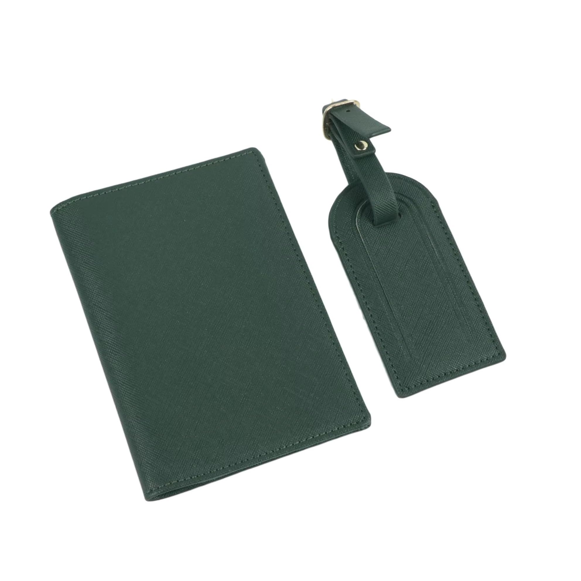 Funda de piel sintética para pasaporte, etiqueta de equipaje, caja de regalo, accesorios de viaje, Green, Talla única