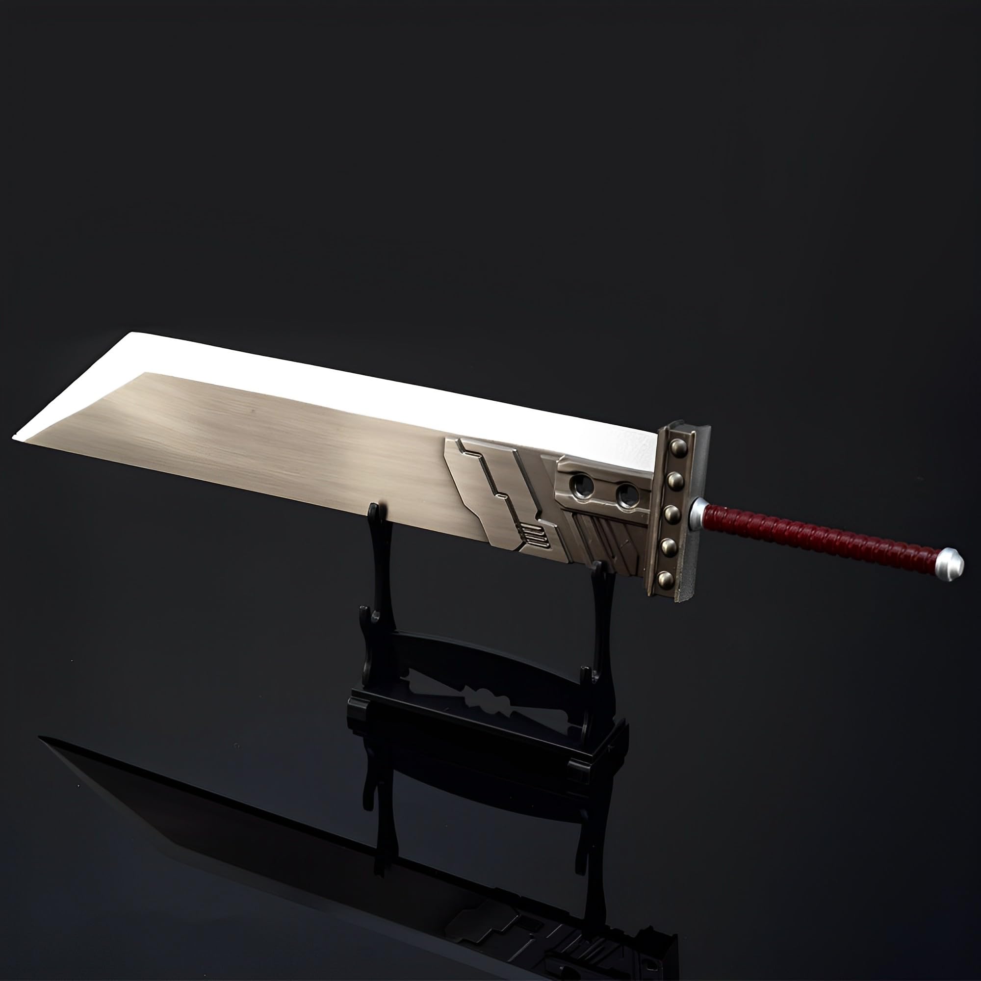 Modelo de Espada Larga, Modelo de Espada Gigante Buster, Longitud: 35 cm, Totalmente metálico, con Soporte exhibición, Color Negro(Iron Gray)