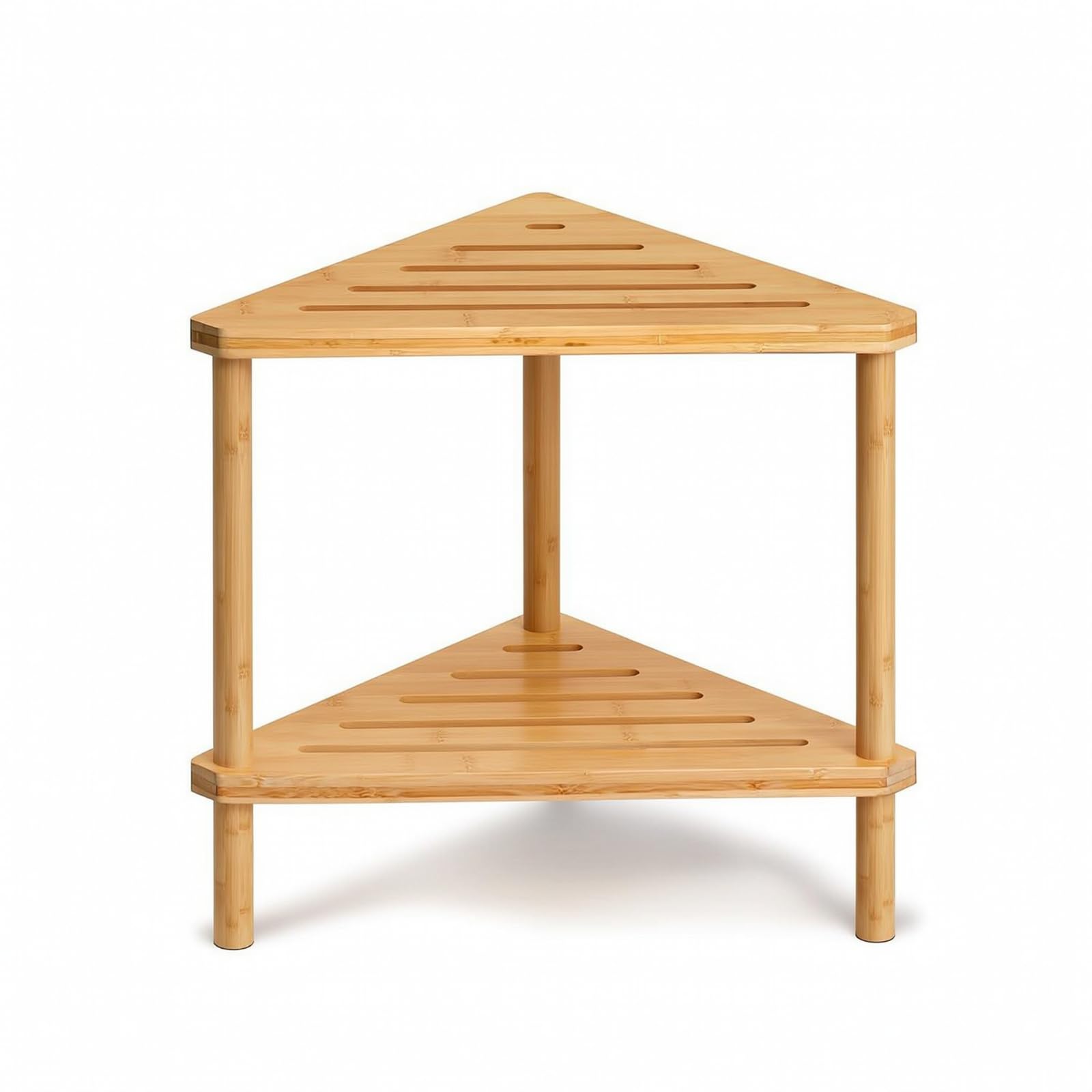 Amagogo Taburete de Esquina para Baño Banco Asiento Banco de Ducha Taburete Triángulo de Bambú Compacto con Estante Inferior y Gran Estabilidad Adecuado para Baño Aseo Hogar