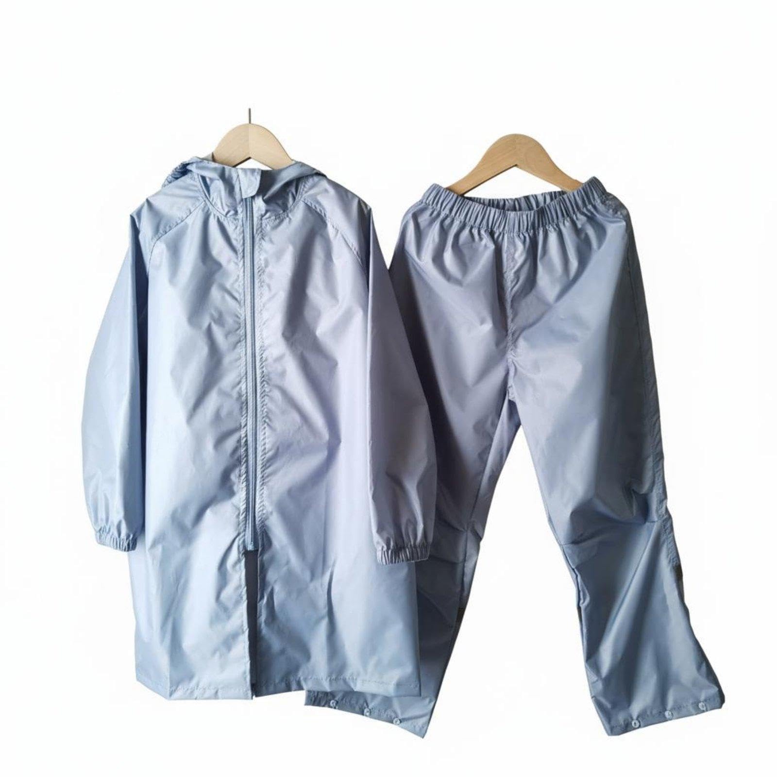 CALANDIS 2 Pieces Kids 2-Piece Rain Suit Waterproof Children's Raincoat and Pants Set Hooded Raincoat and Pants Set for Young Children, Outdoor, Camping 150 Blue-picture-8