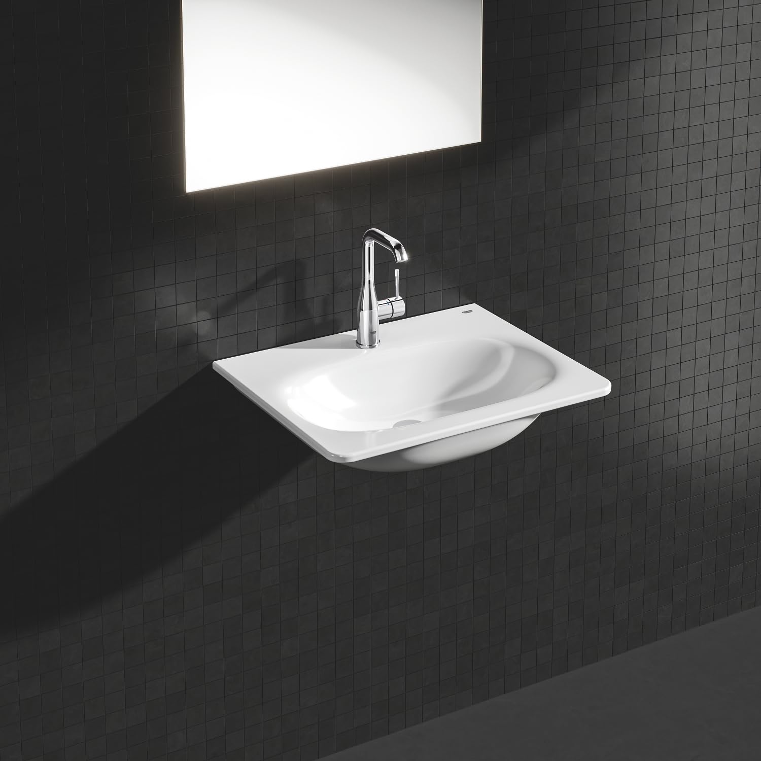 GROHE Essence - Grifo de lavabo de caño alto, ahorro de agua (Monomando de baño con vaciador automático, 24 cm de altura, acabado duradero, fácil instalación), cromo, 32628001