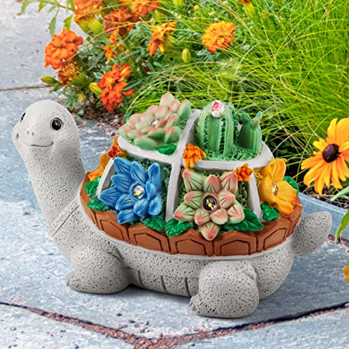 Grovind Statue Solaire de Jardin, Statue de Tortue, décoration de Jardin extérieur, Figurines de Tortue Mignonnes avec lumières LED, Ornements solaires pour...