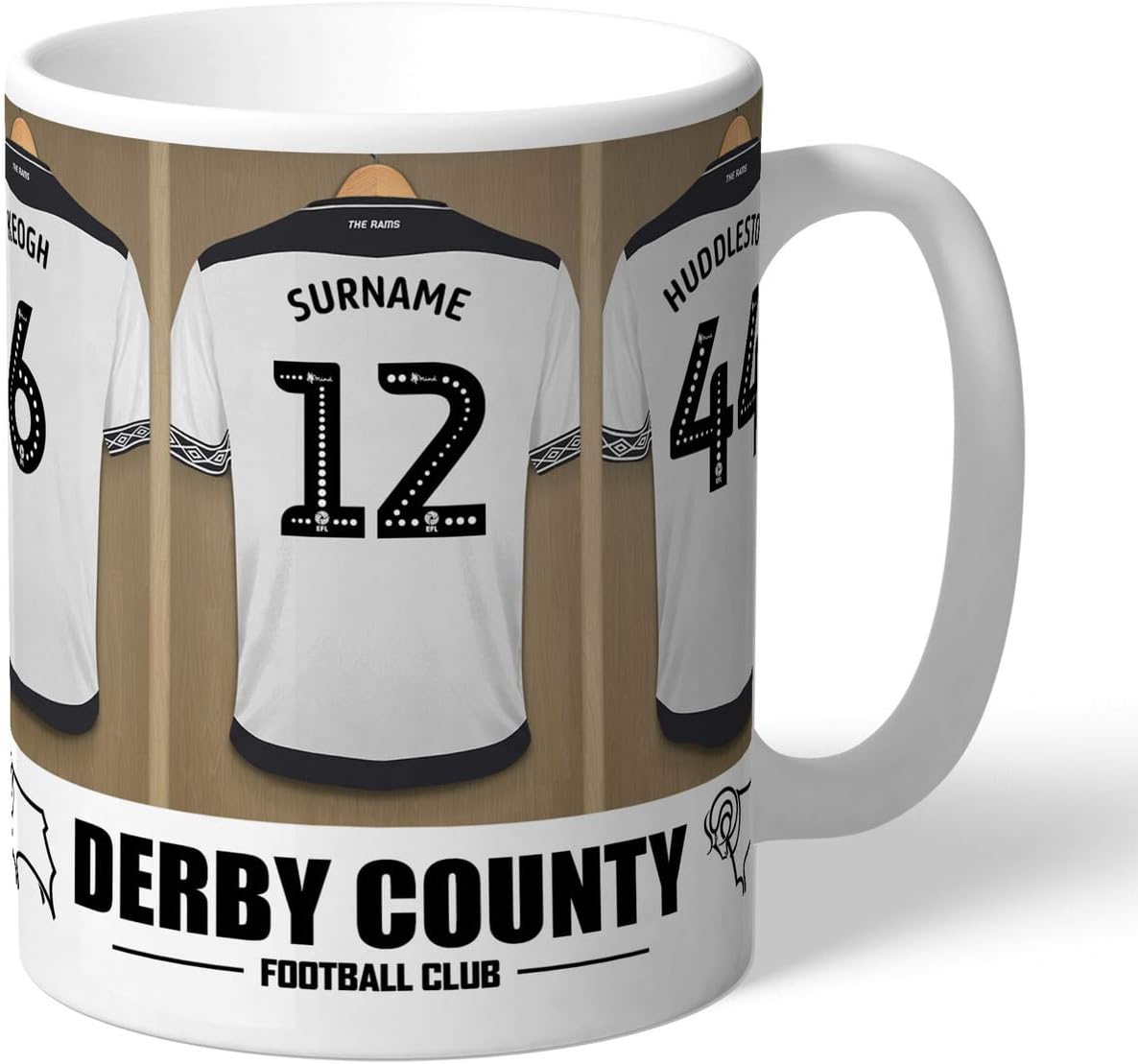 Personalised Derby County Dressing Room Shirts Mug
