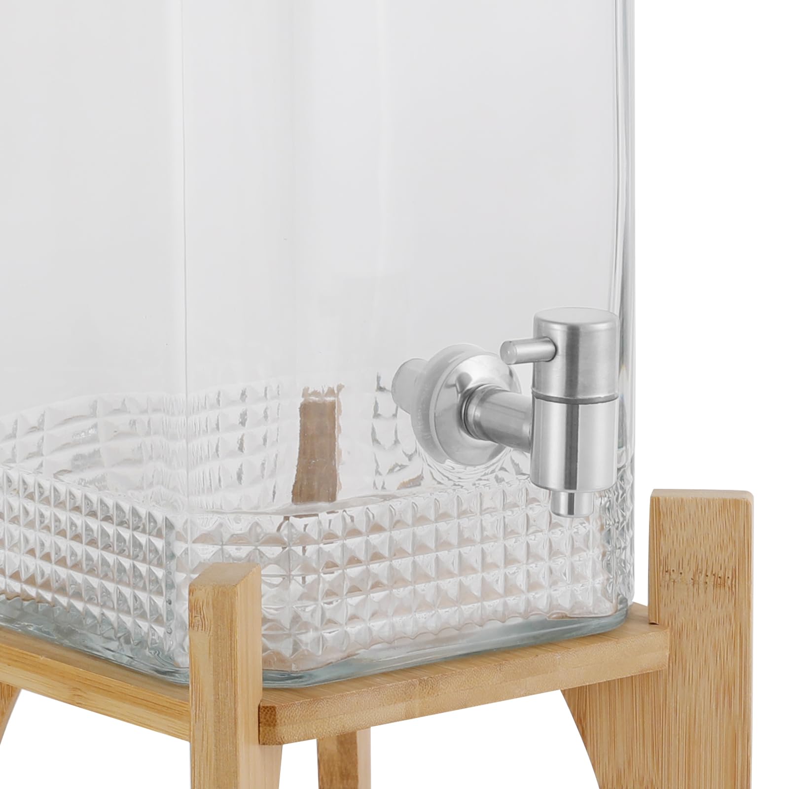 Dispenser per bevande in vetro con supporto, 10 l, dispenser per bevande calde e fredde, con rubinetto in acciaio inox 304, erogatore di succhi (28 x 46 cm)