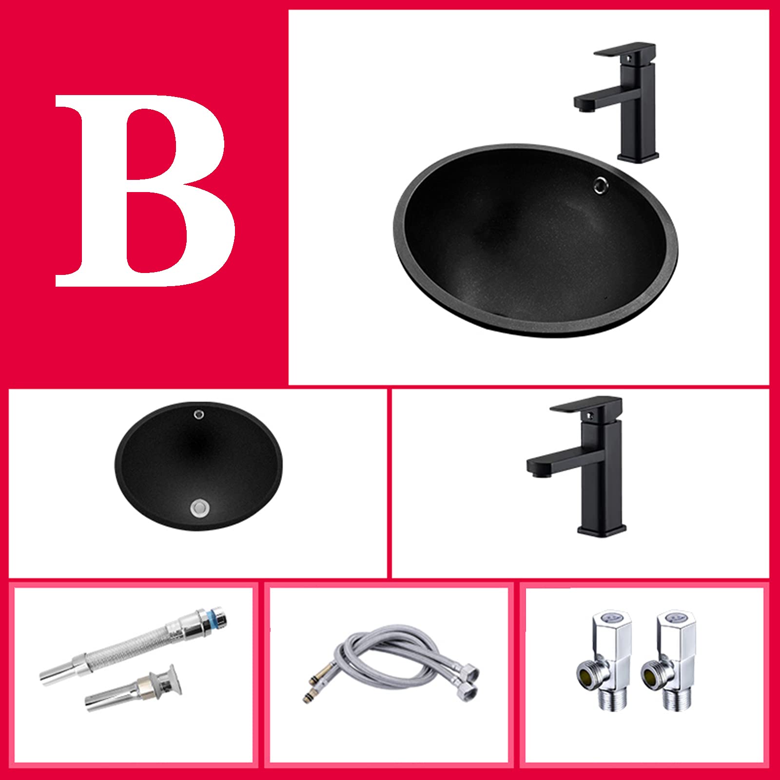 Fregadero de un Solo Cuenco, Fregadero de Barra de Cocina, Fregadero Ovalado de Piedra de Cuarzo, instalación de Lavabo Debajo y sobre encimera, Kit Completo de Hardware para mejoras del Hog
