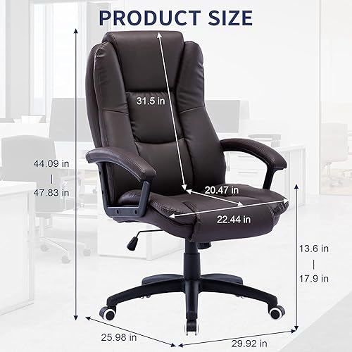 Miniatura 3 de Silla de oficina de cuero grande y alto silla ejecutiva de cuero cómoda silla de oficina acolchada sillas de cuero de altura ajustable con cojines y
