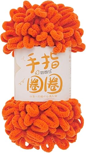 Hilo de felpilla grueso con lazo suave para tejer a mano, manta de bebé (naranja)