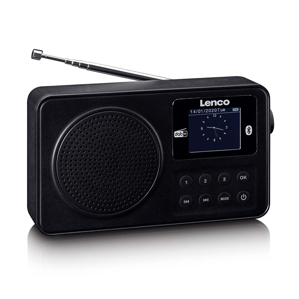 Lenco PDR-033BK Dab+ Radio Portable – Bluetooth 5.3, FM, Batterie, écran Couleur, réveil, minuterie de Sommeil, 3 Touches Favorites, Prise AUX et Casque, USB-C, jusqu'à 10 h d'autonomie, Noire