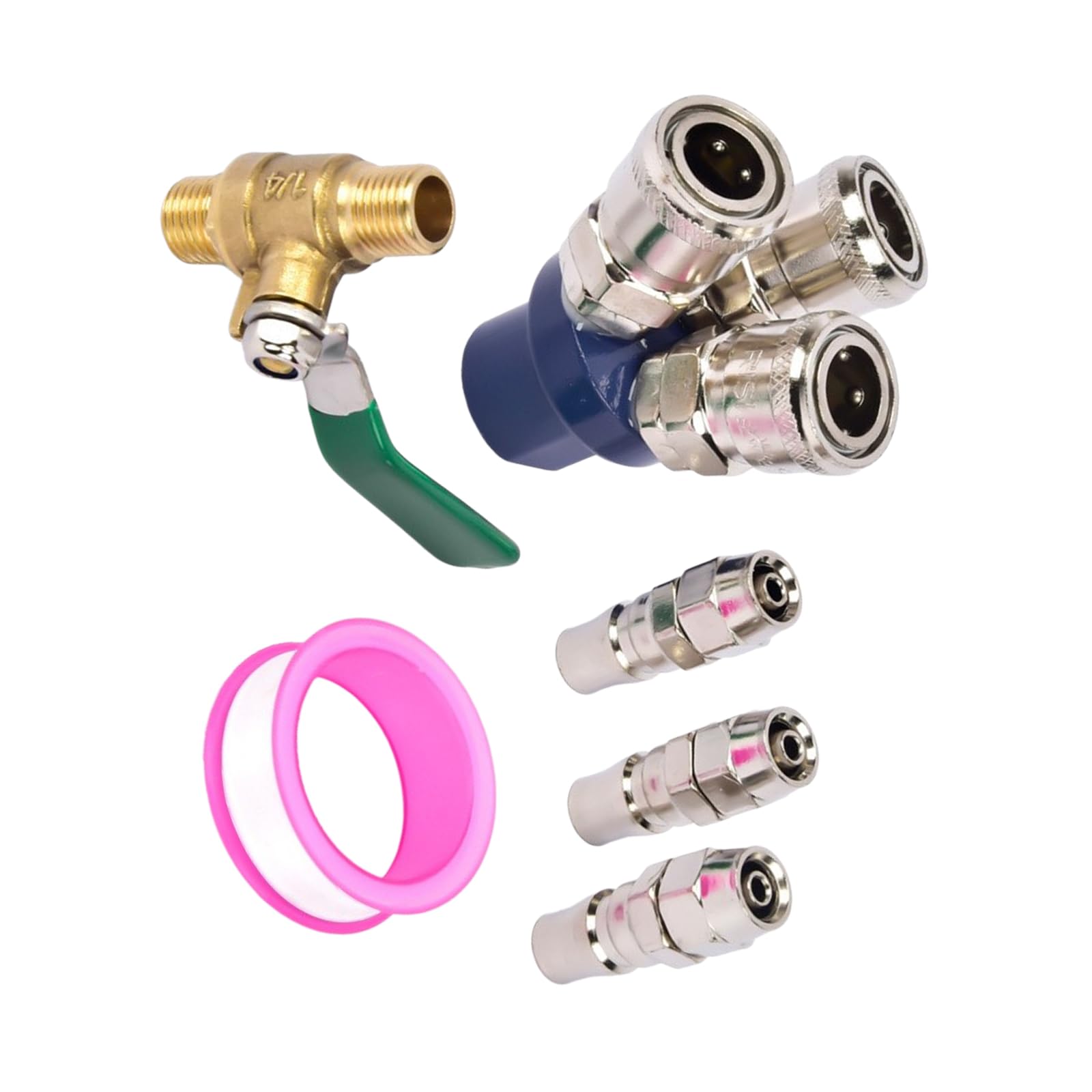 Kalttoy C Type Air Compressor Quickly Release Coupler 3Way Connector Durability Metal Construction Air Distributor Hose Fittings
