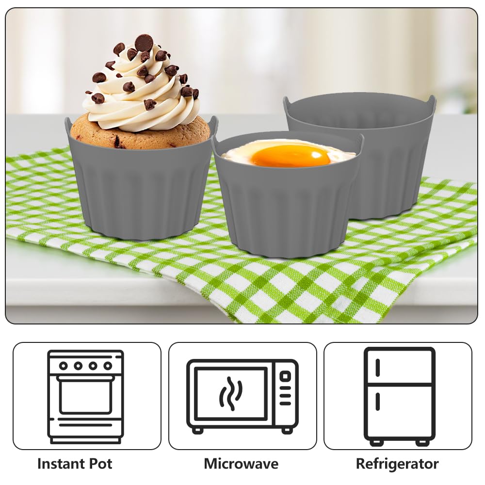 Muffin Friggitrice Ad Aria, Stampo per Uova per Friggitrice Ad Ari, Stampi per Uova ad Acqua in Camicia Confezioni di Pirottini Muffin Riutilizzabili per Budini, Uova, Focaccine, Cupcake, Set di 7