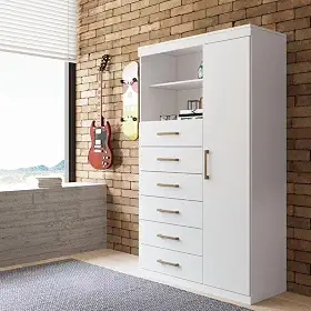 Cômoda 6 Gavetas 1 Porta 2 Nichos Marabá 1.6 Santos Andirá