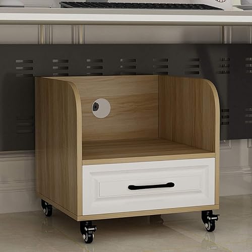 Soporte para impresora debajo del escritorio, marco principal de CPU con gestión de cables y cajones de almacenamiento, escritorio de impresora con