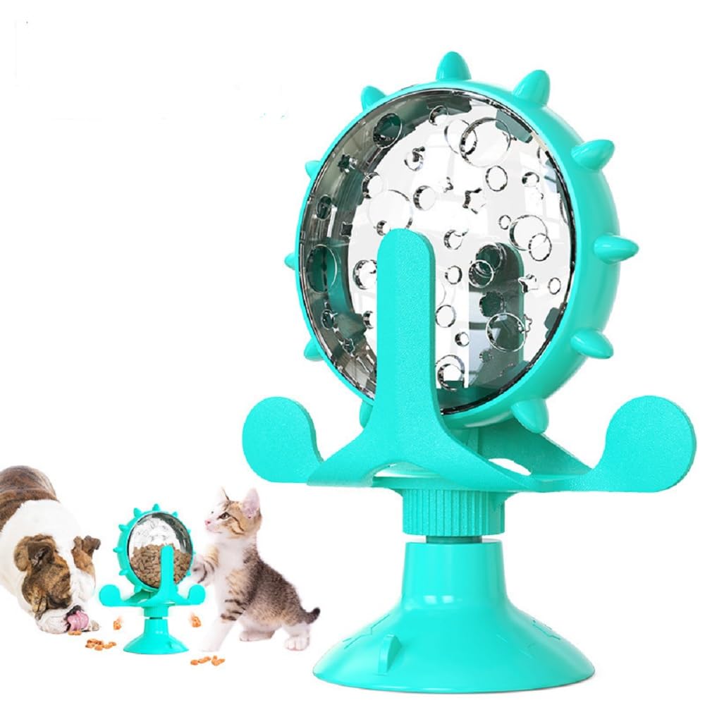 YATOSEEN Juguete Gatos, Juguetes para Gatos Interactivos, Distribución de Alimentos con Rueda de La Fortuna, Juguete para Gatos Vertical Giratorio de 360°, Ventosa Fuerte
