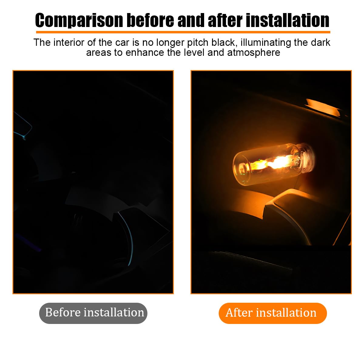 Luces LED USB de llama para automóvil, 2 unidades, mini lámpara ambiental enchufable con atenuación táctil, luz nocturna de botella de vidrio transparente para interior de automóvil, universal