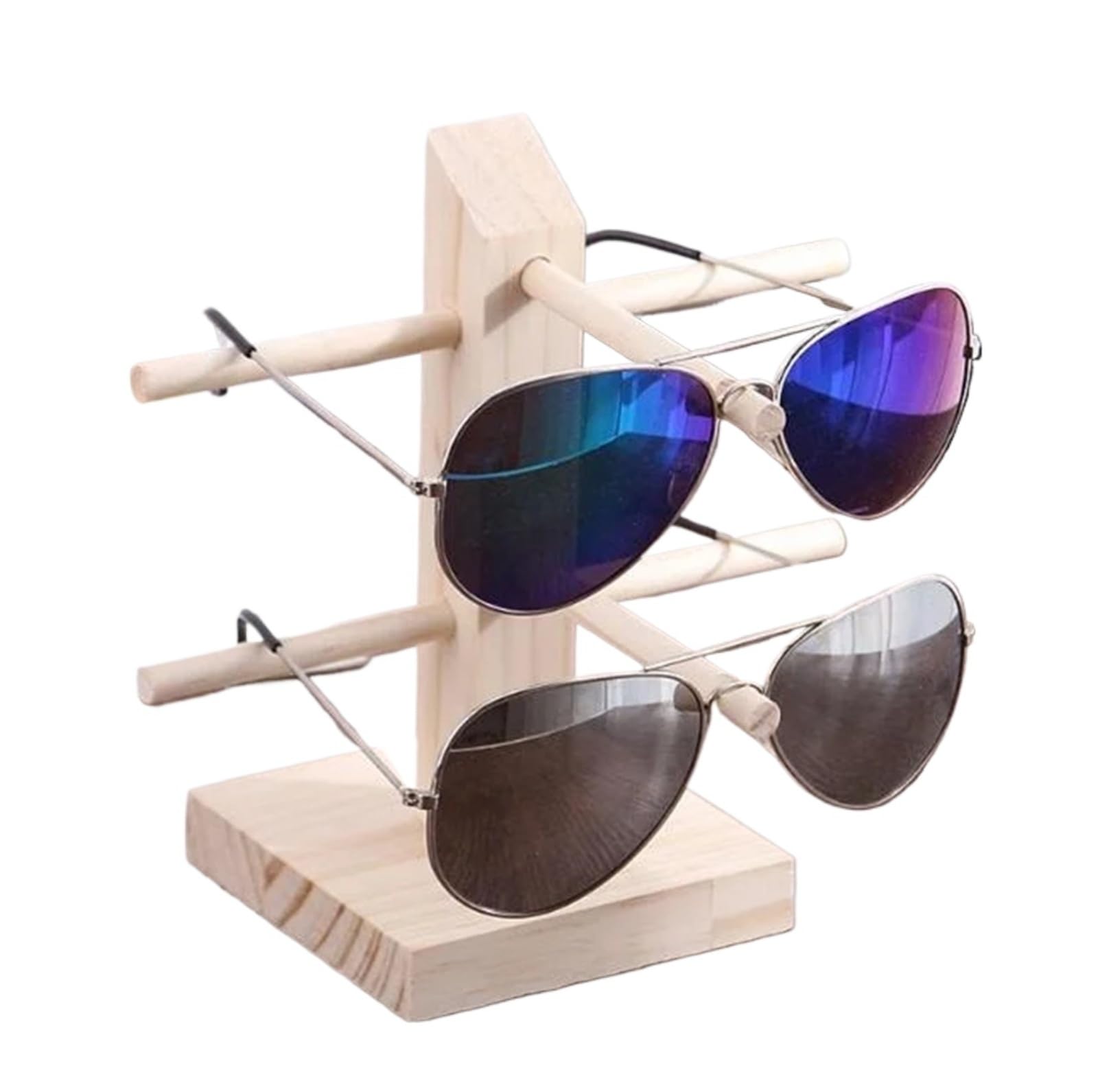 WWYYZAYC Multi Layers Wood Sunglass Display Rack Shelf Eyeglasses Show Stand Jewelry Holder For Pairs Glasses Showcase(2 LAYER)