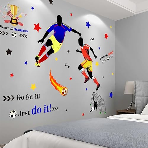 Calcomanías de pared de fútbol americano, pegatinas de pared para jugadores de fútbol, decoración para habitación de niños