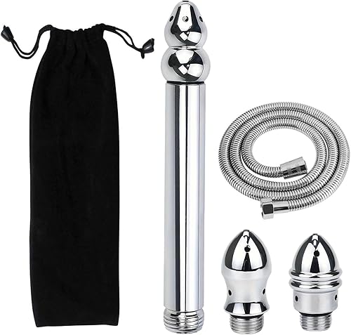 3 Head Shower Enema Flusher Attachment with 59" Shower Hose for Portable Bathroom Kit Flush Enema Toilet Bent Zinc Alloy Washing and Cleaning Tool
