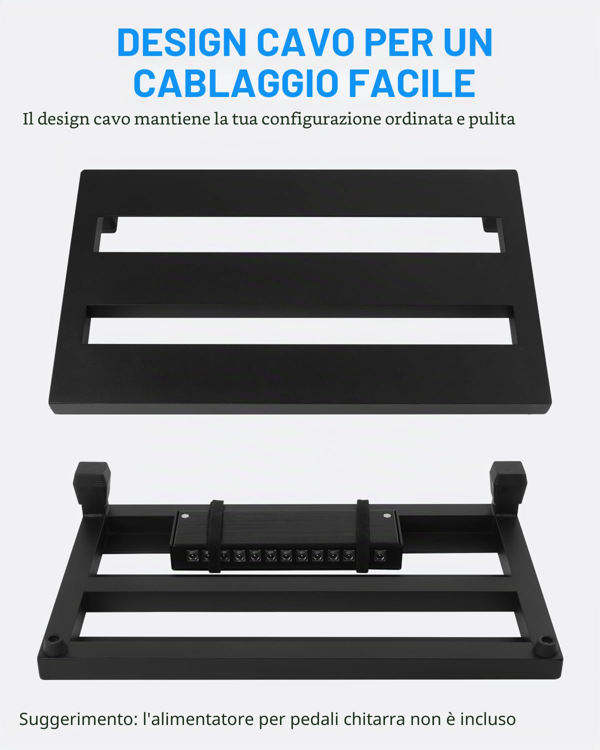 STRICH Pedaliera Chitarra, Pedaliera Chitarra Elettrica in lega di alluminio, 500 g, effetto super leggero, 38 x 21 cm, con borsa per il trasporto, MINI+ 15