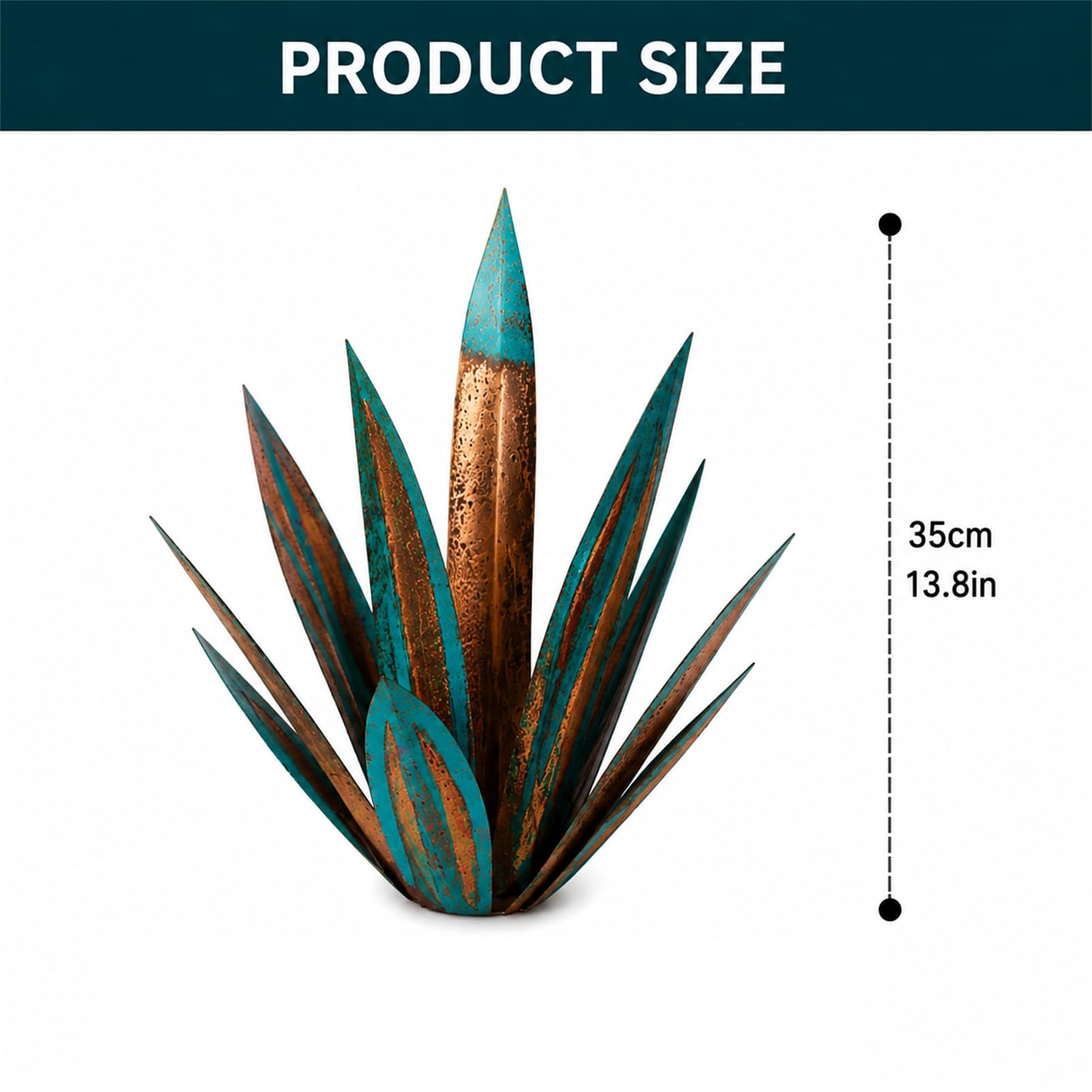 Statue da Giardino di Agave in Metallo da 35 Cm Set da 2 Pezzi – Arte da Giardino Durevole E Resistente alle Intemperie, Scultura Artigianale per Patio, Cortile, Prato E Decorazione Interna