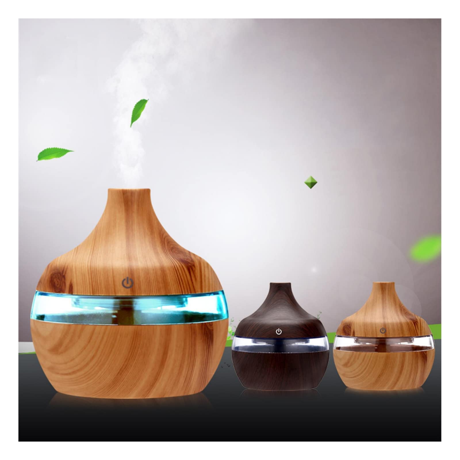 Portable Creative Vase 𝘈𝘪𝘳 Humidifier, 7 Colors Light Change in Aroma Essential Oil Diffuser LED Aromatherapy Humidifier (Yellow)