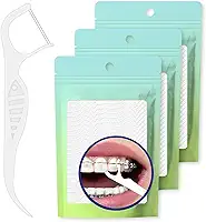 Fio dental ortodôntico para aparelhos, 300 unidades de fio dental de linha dupla para suspensórios dentes super limpos, fio dental para prevenção de cáries dentárias, melhores ferramentas de higiene