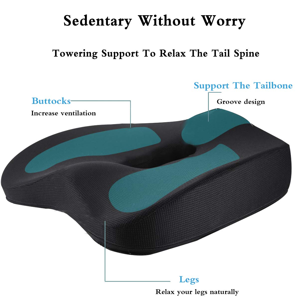 Cojín del Asiento Cojin Ortopédico de Espuma de Memoria Cojines Sillas Ergonomico Cojin Coxis Transpirable Cómodo para la Oficina Casa Coche Silla de Ruedas Gris
