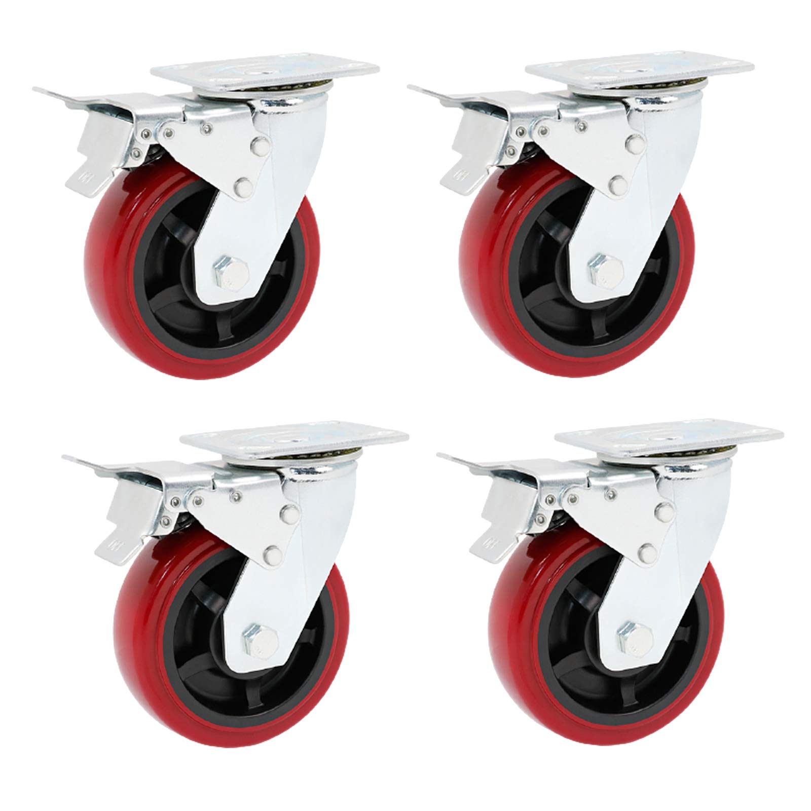 Roulettes pivotantes robustes 4 po à plaque mobile anti-trace