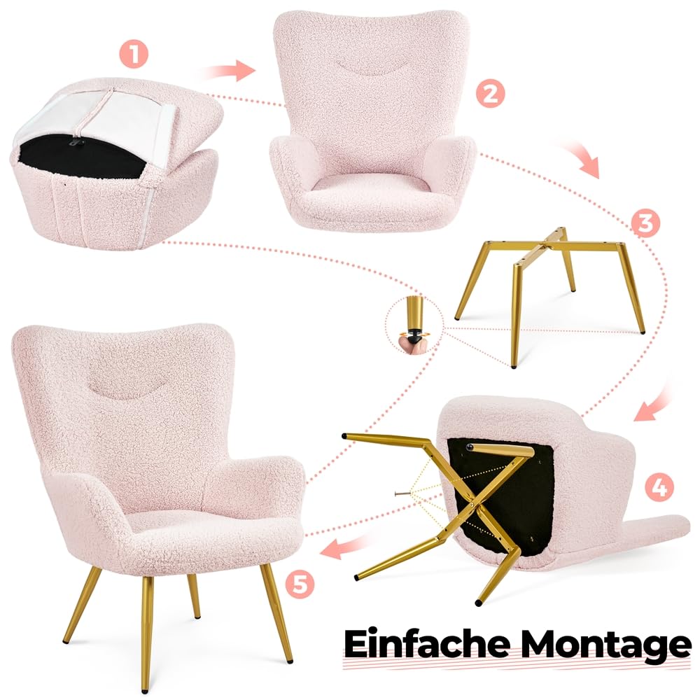 Yaheetech Ohrensessel mit Hocker Polyester-Bezug – Bild 8