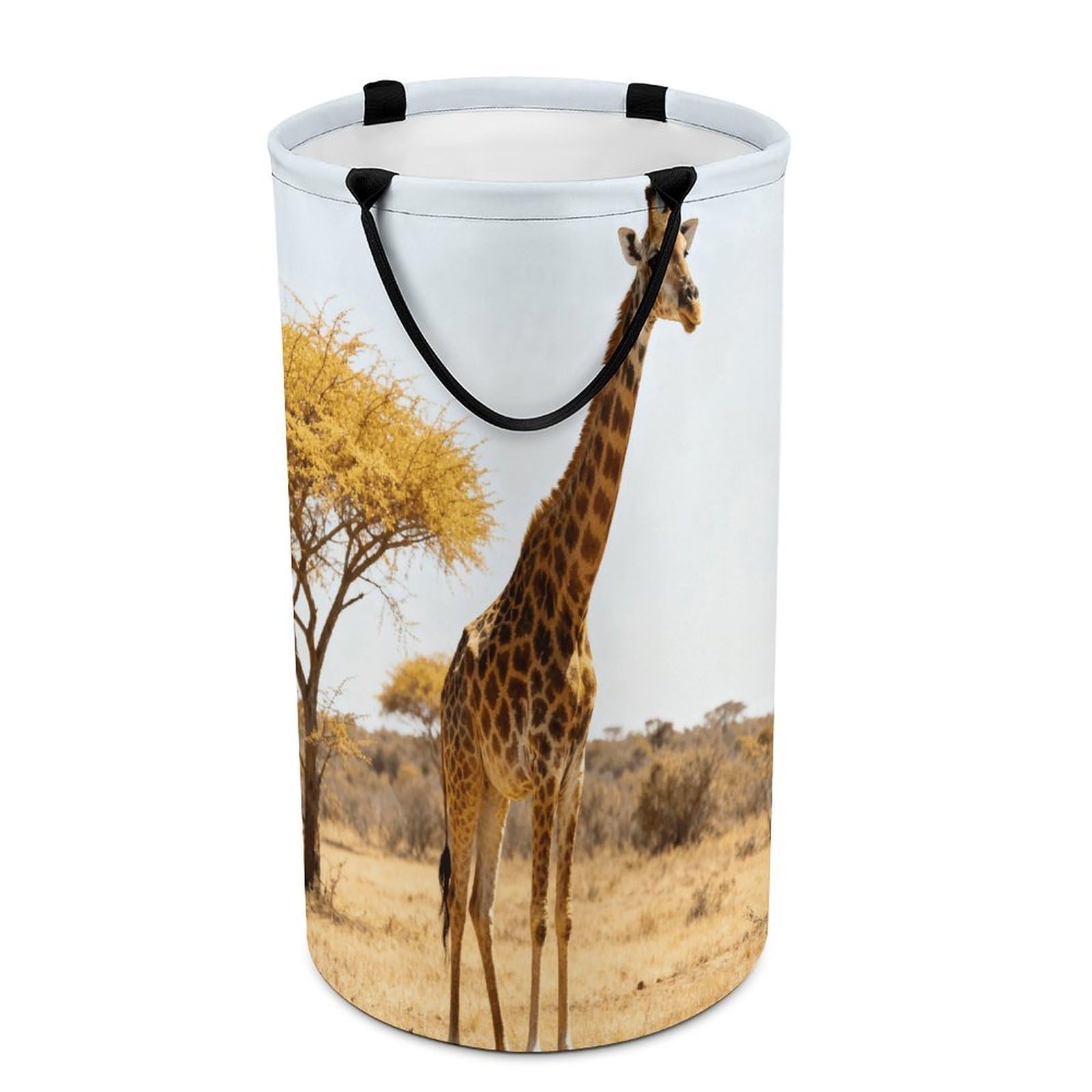 Giraffe Laundry Basket with Handles Large Collapsible Laundry Bag Freestanding Waterproof Clothes Hamper Decor Storage of Dirty Clothe for Family Bathroom 86L