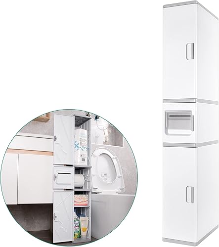 HREASKY Almacenamiento de papel higiénico armario de almacenamiento pequeño para baño organizador de baño para espacios pequeños y esquinas