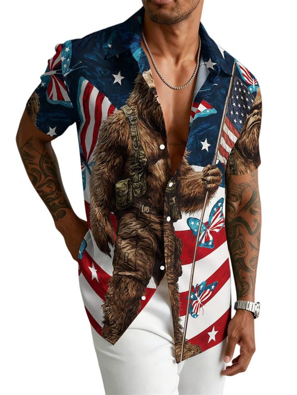 Chemise pour hommes imprimé dragon haut de gamme | Haut à col revers bouton-pression élégant