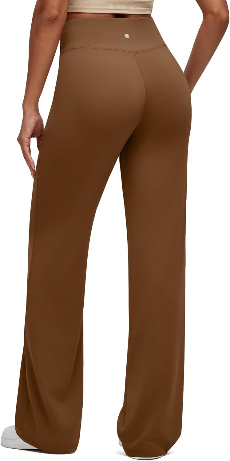 G4Free BareFeel Yoga Pants with Zipper Pockets for Women High Stretch Wide Leg Cross Waist Casual Trousers 29"/31"/33" - Image 2