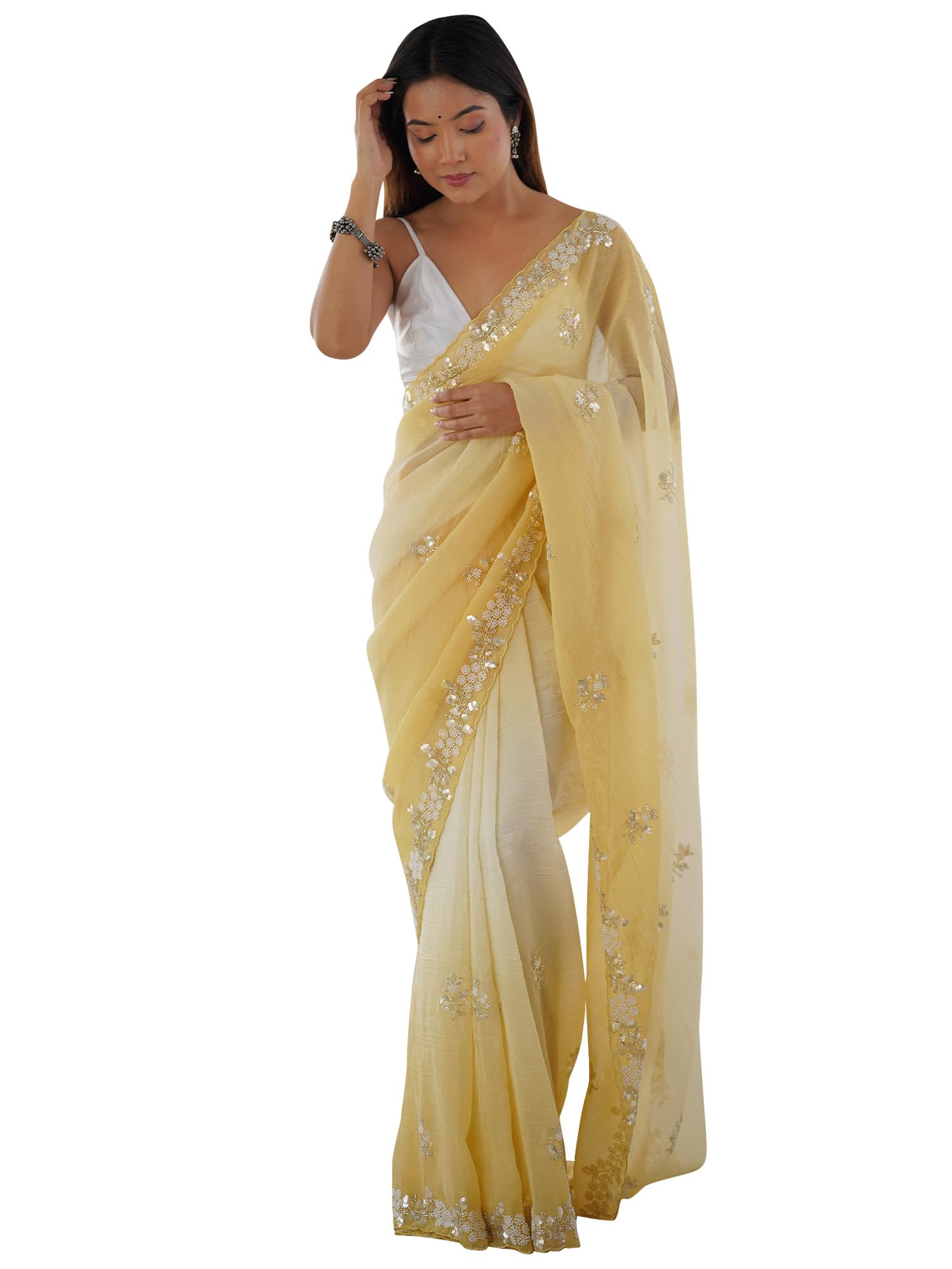 Women's Chiffon Embellished Saree With Unstitched Blouse Piece (AARYAN15801_KR_Parent)-image-23