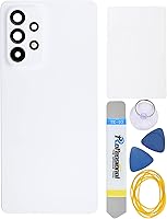 Vista 1 de Cubierta de panel trasero de plástico blanco para Samsung Galaxy A53 5G con marco de cámara trasera Cubierta de vidrio de la cámara trasera Kit