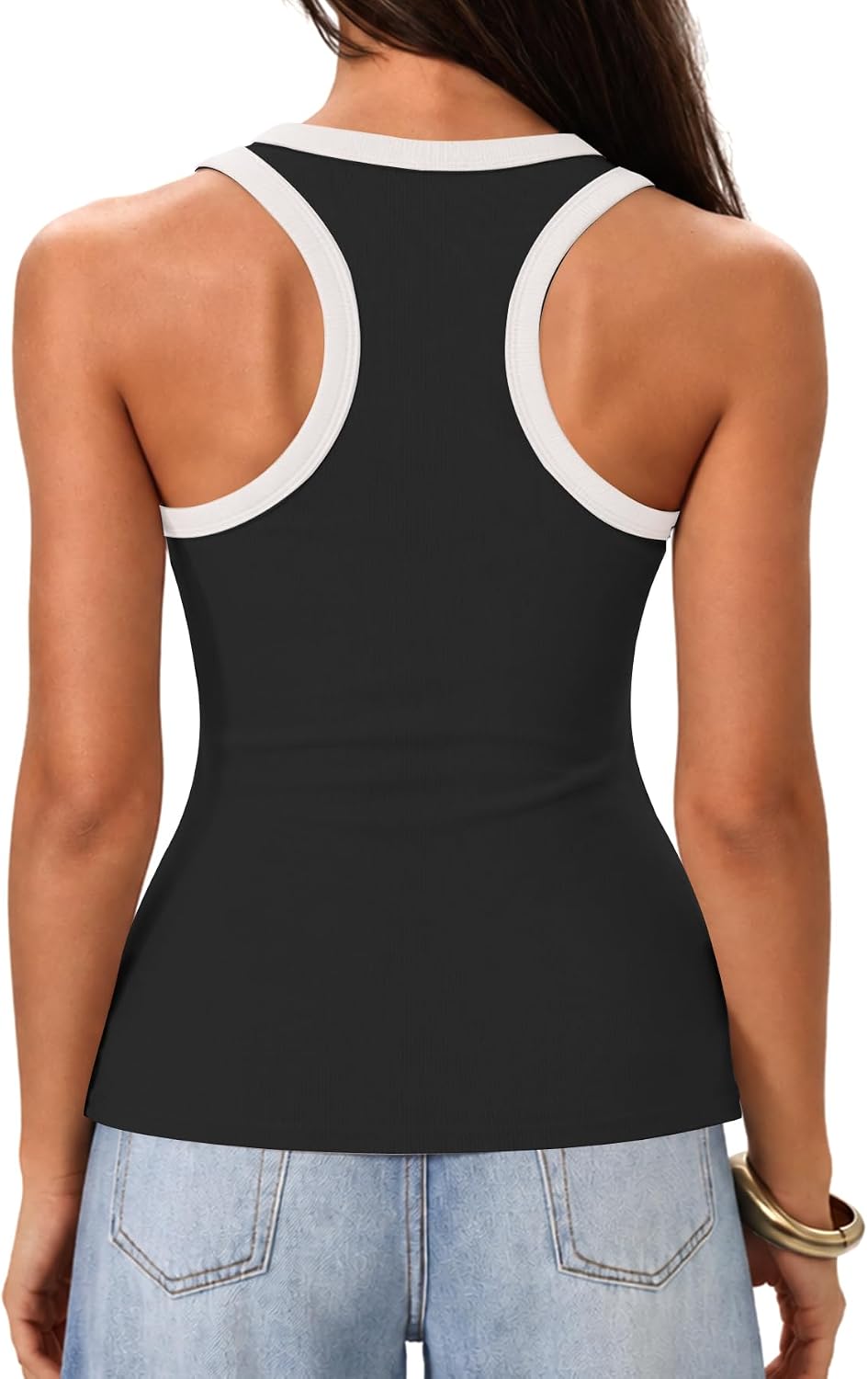  Built in Bra Tank Tops for Women Racerback Ribbed Sleeveless Shirts thumbnail