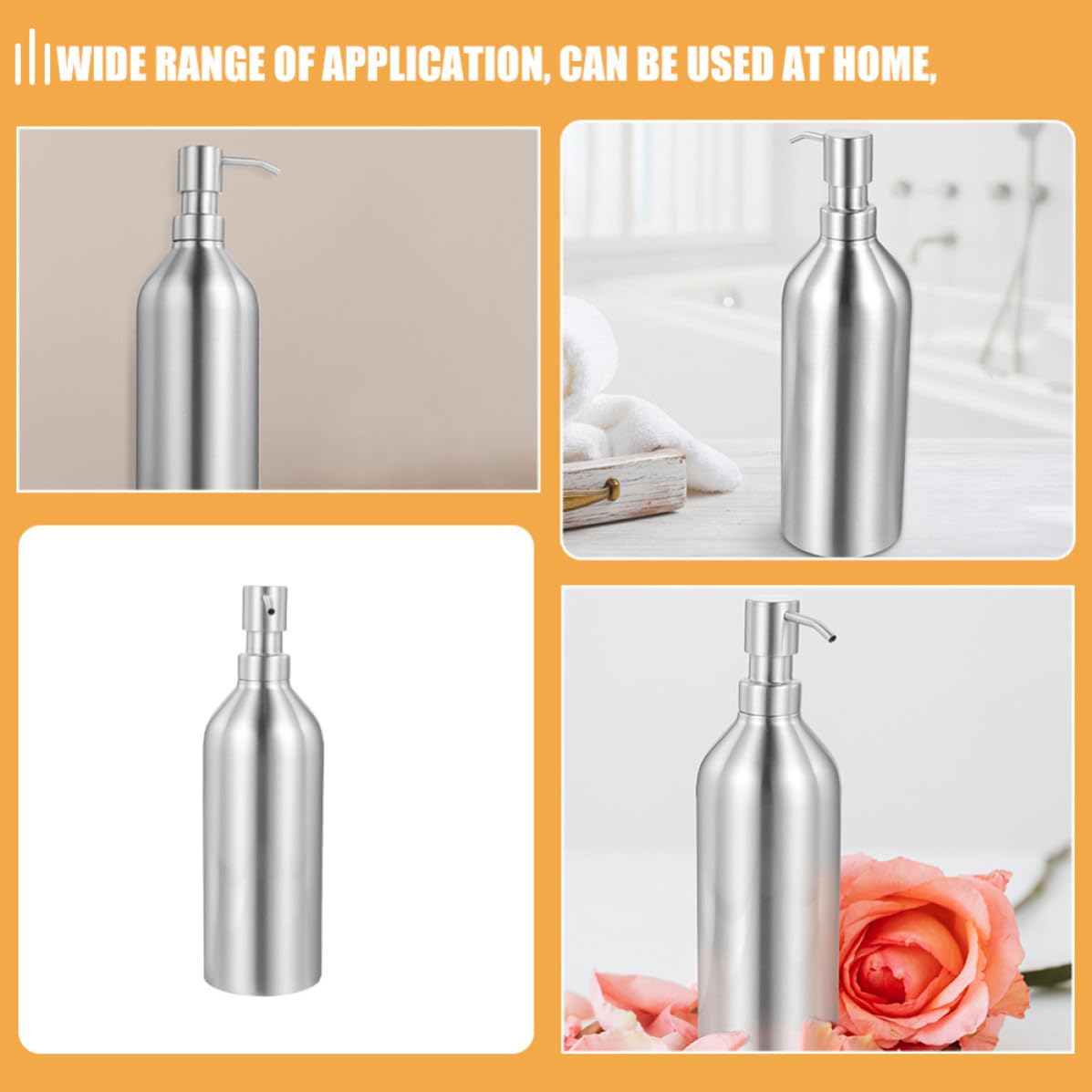 2 Piezas Dispensador de Jabón Recargable de Acero Inoxidable 700ml Diseño Decorativo, Adecuado para Uso en Hogar y Hotel, Botella para Jabón Líquido y Champú
