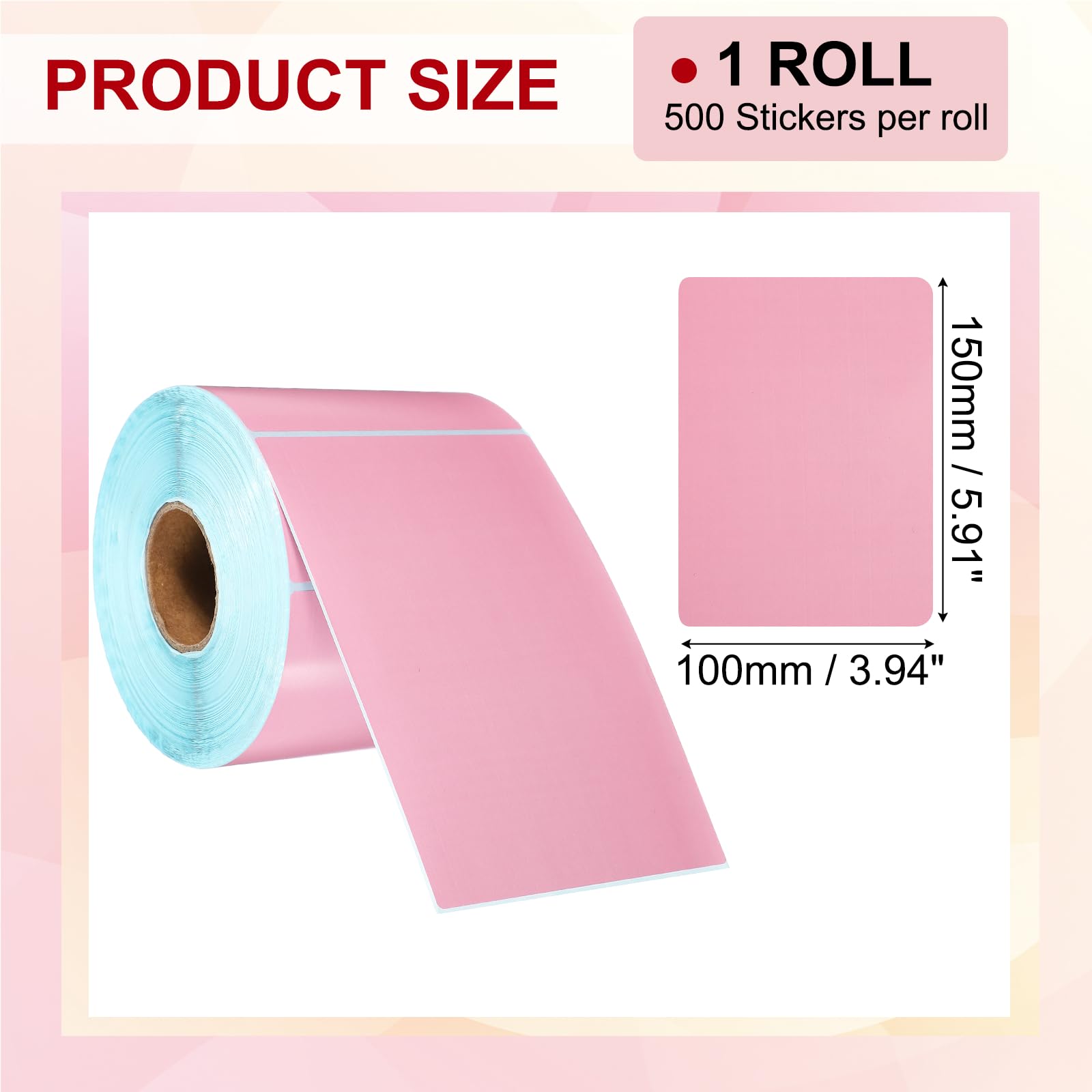 PATIKIL 500 Etichette Termiche 3.94x5.91 Pollici Etichette Adesive Rosa | Termiche, Per Stampanti Rotolo Di Carta Piccolo, Per Etichette Di trasporto Indirizzo Postale UPS Codice A Barre