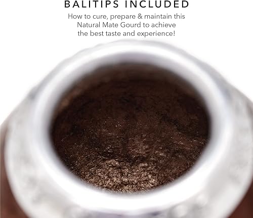 Miniatura 8 de Balibetov Juego de calabaza de yerba mate (original natural hecha a mano Yerba Mate Cup Argentina)  Incluye taza de té mate, bombilla (pajita de
