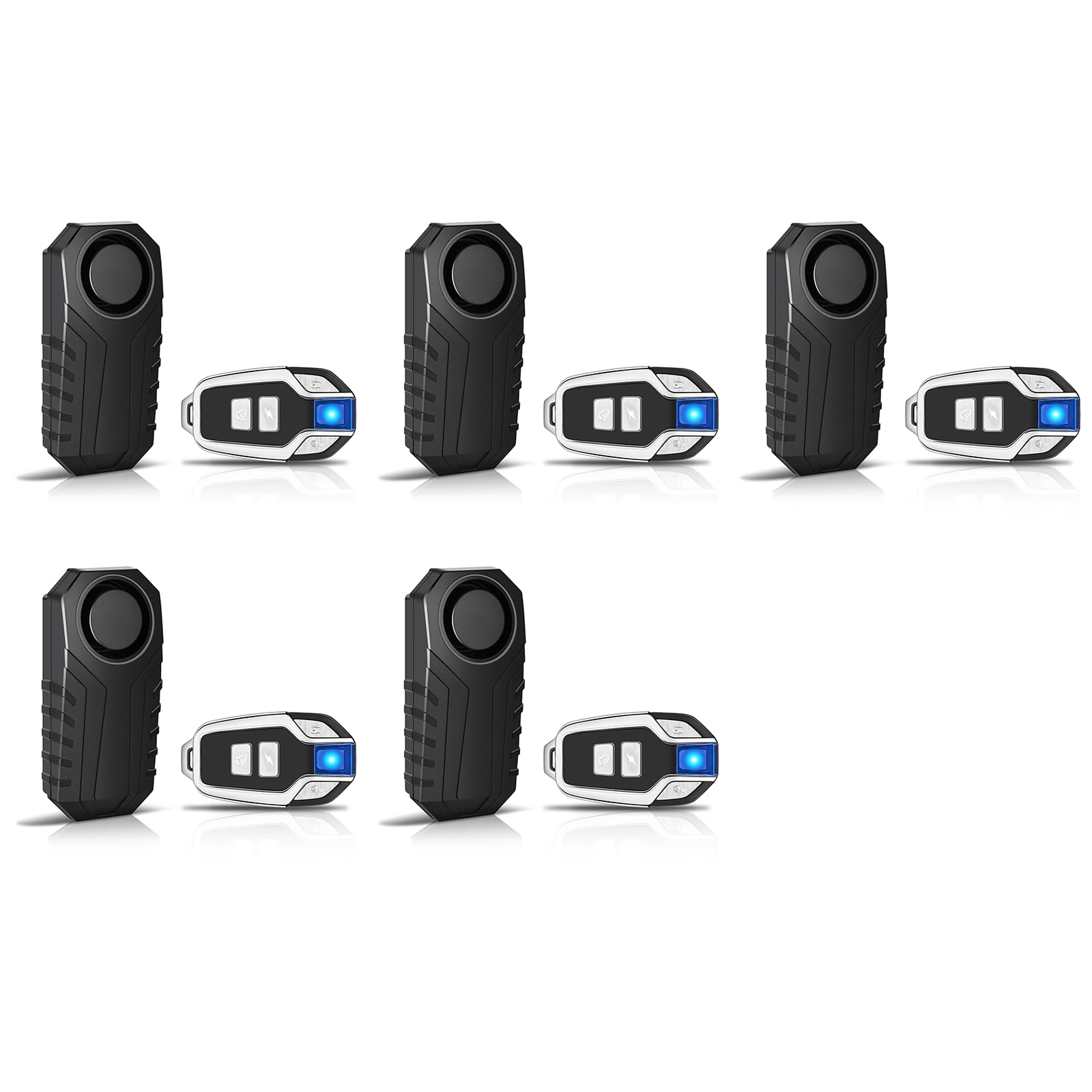 NineLeaf Alarmanlage Fahrrad, Drahtlose Motorrad Fahrrad Alarm, Diebstahlsicherung Alarm Mit Fernbedienung, IP65 Wasserdicht, 113 dB Super Laut, SOS-Funktion, Lautstärkeregelung einstellbar,5PK
