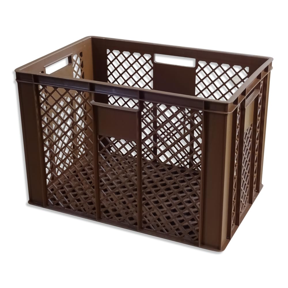 kanister-vertrieb® 3er SET Bäckerkisten 600x400x410mm, Bäckerkiste, Brotkiste, Brotkörbe, Brötchenkiste, Aufbewahrungsbox offen, 60x40x41cm, Stapelbehälter, Eurobehälter, Stapelkisten braun