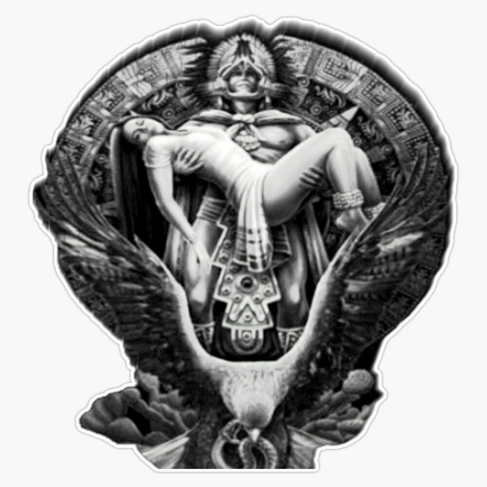 Aztec Warrior Sacrifices Sticker Bumper Sticker Vinyl Decal 5"