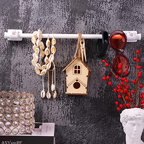 2 Pezzi Asta di Tensione Regolabile Asta per Tende a Molla Allungabile con 4 Gancio Autoadesivo per Armadio Guardaroba Libreria Piccola Finestra Bianco, Lunghezza da 15,7 a 27,5 Pollici - Image 8