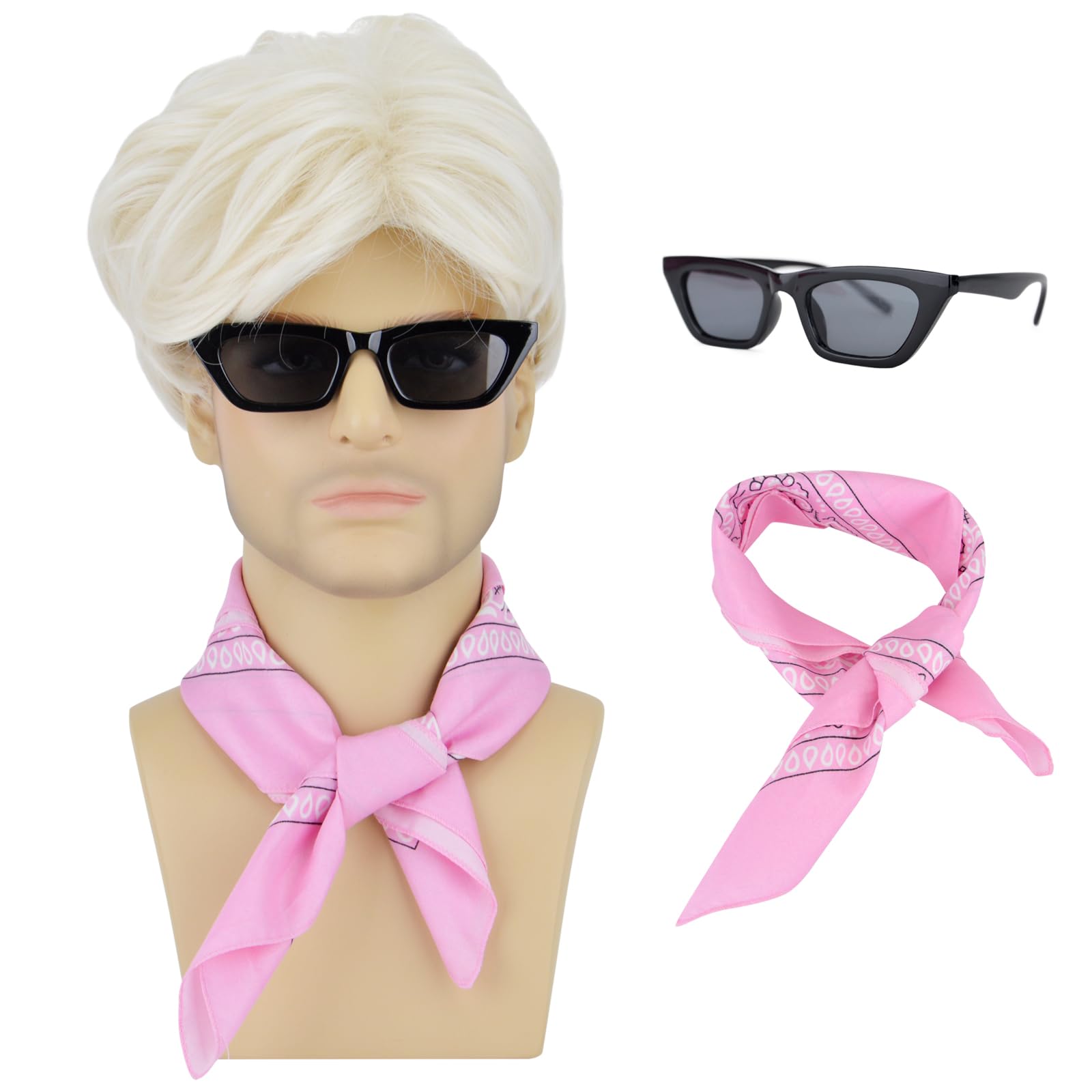 PARTY ZONE Short Mens Blonde Wig Set
