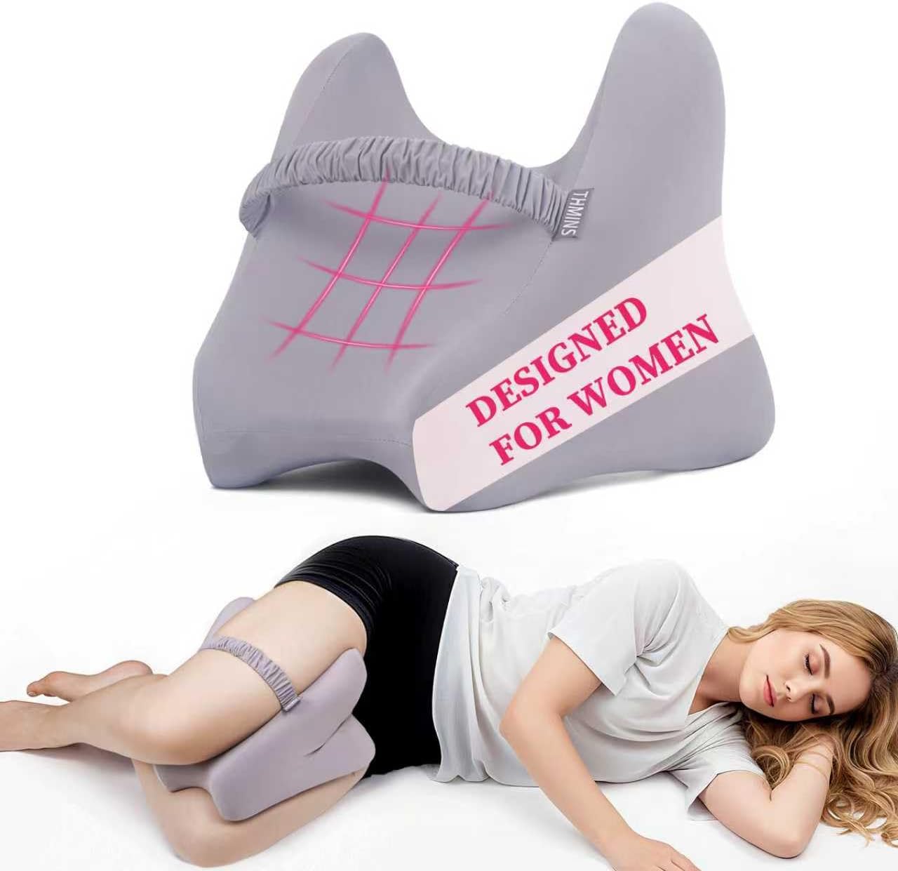 Knee Pillow for Side Sleepers with Strap, Knee Pillow for Women, Support for Thighs and Knees, Comfortable Fit for Relaxing Sleep