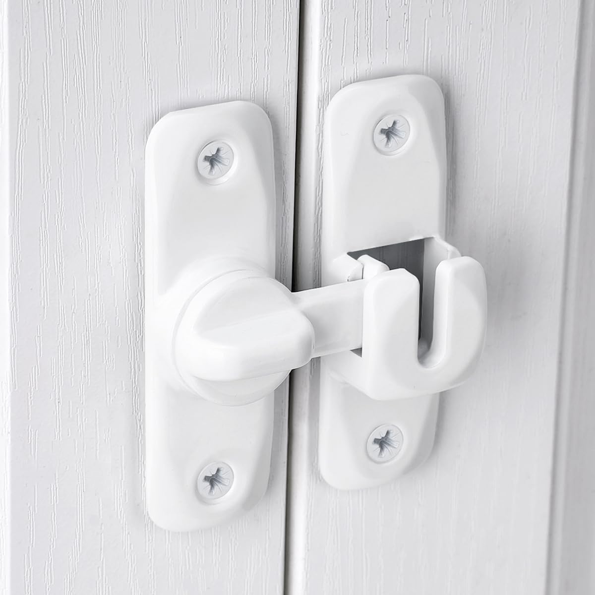INIRET 3 Packs Barn Door Latches,White 90/180 Degree Gate Lock,Zinc Alloy Right Angle Door Lock Latch,Flip Gate Latches Hardware,Door Security Sliding Door Latch Lock fo Cabinets,Bathroom,Barn Door