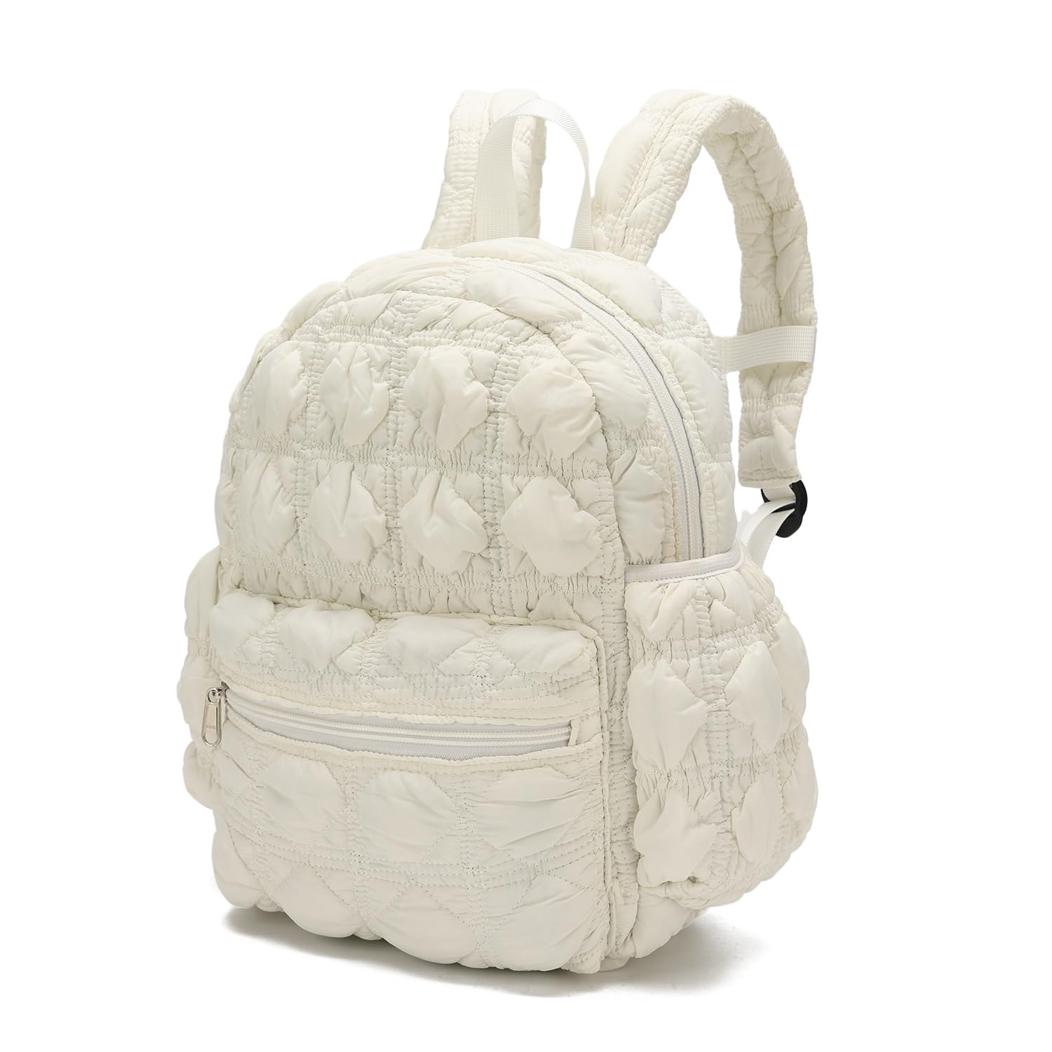 willikiva Cute Puffer Quilted Kids Backpack Puffy Bubble Toddler for Boys Girls Lightweight Preschool Bag(White)