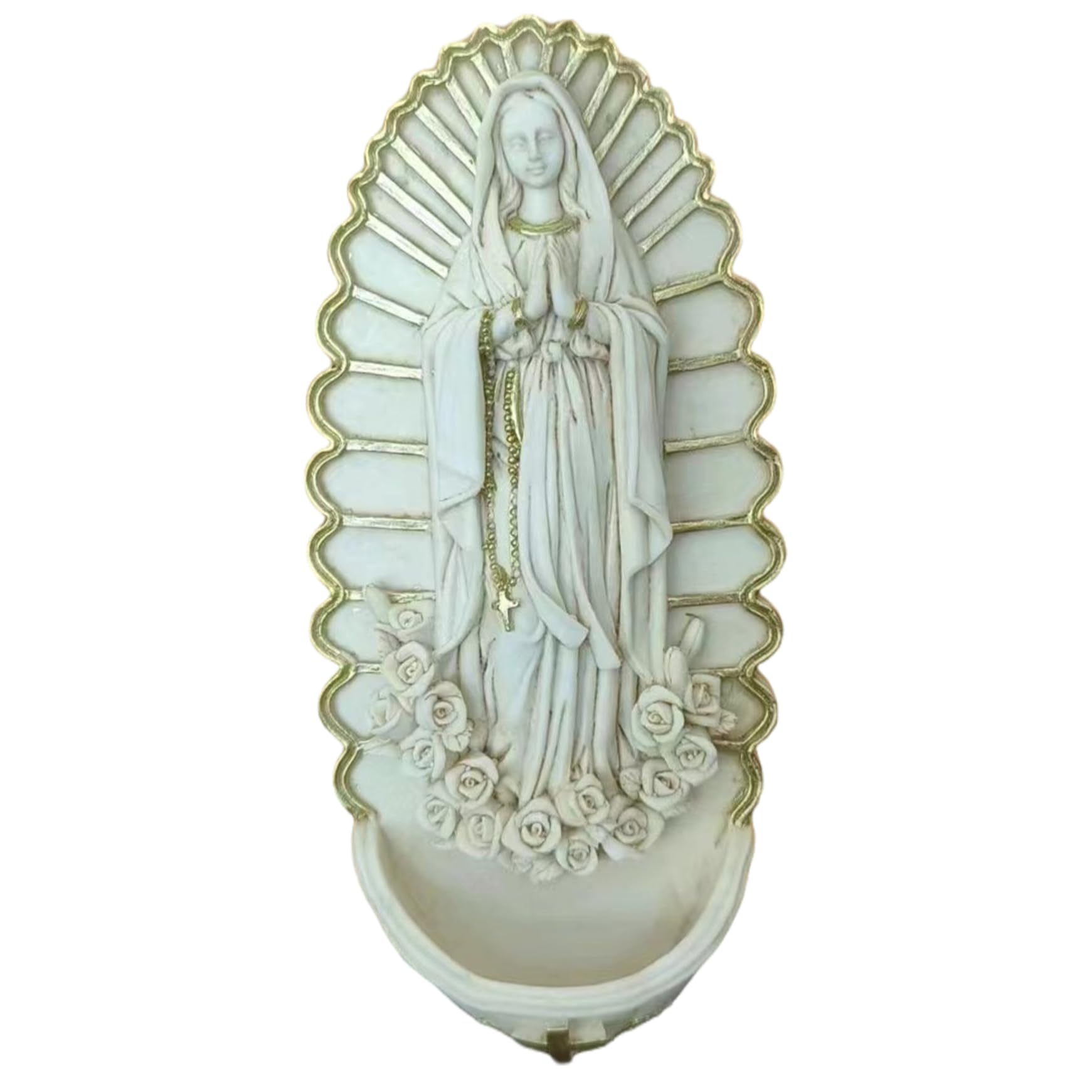 Holy Water Font, 7.5 Inch Resin Holy Water Holder, Wall Hanging Decor for Entrance of Home Church Religious Decor