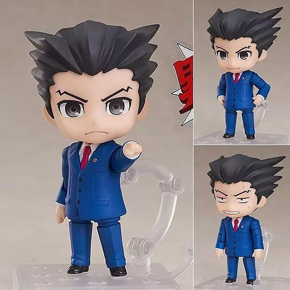 10 cm Ace Attorney: Phoenix Wright/Miles Edgeworth, action figure da collezione in PVC, modellino di personaggi dell'anime (dimensioni: blu)