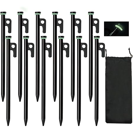 Tent Stakes, 16" Heavy Duty Tent Stakes With Storage Bag, Diameter 3/8" Forged Steel Stakes For Tents On Rocks, Grassland, Snowfield (24 Pack 16 - View #8